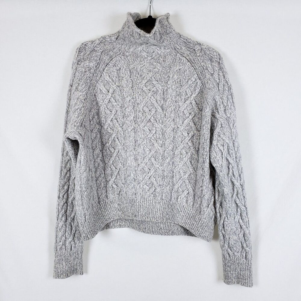 Vince Quiet Luxury Cable Knit Wool Cashmere Sweater Womens S Mock Neck Scandi